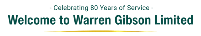 Heading banner for WarrenGibson.com says, "Welcome to Warren Gibson Limited." on top says, "Celebrating 80 Years of Service."