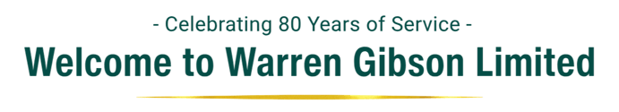 Heading banner for WarrenGibson.com says, "Welcome to Warren Gibson Limited." on top says, "Celebrating 80 Years of Service."